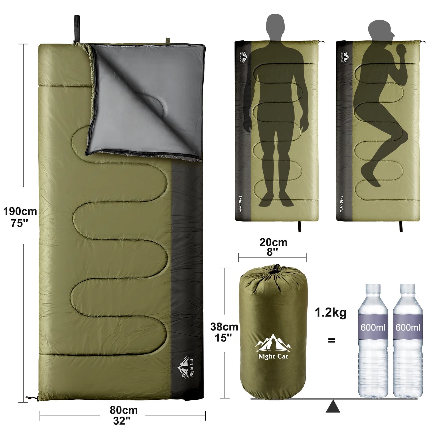 3 Season Sleeping Bag Lightweight  Outdoor Camping