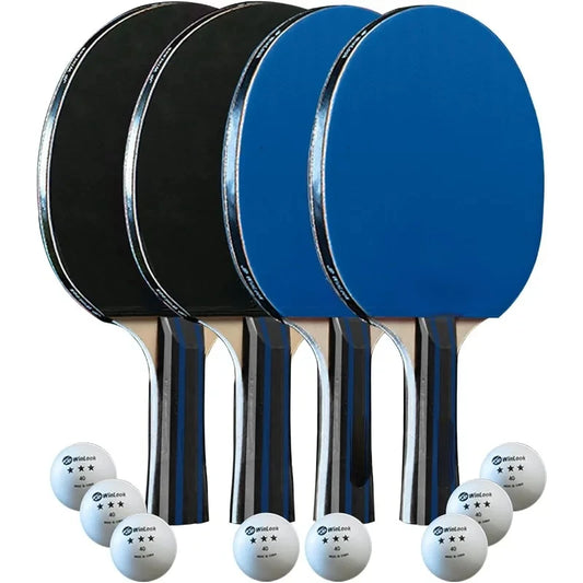 Portable table tennis racket set and balls.