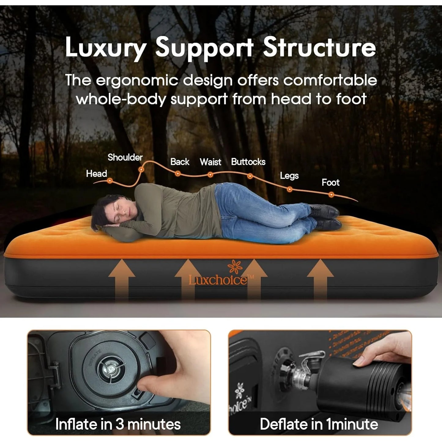 Built-in USB Rechargeable Pump Inflatable Mattress