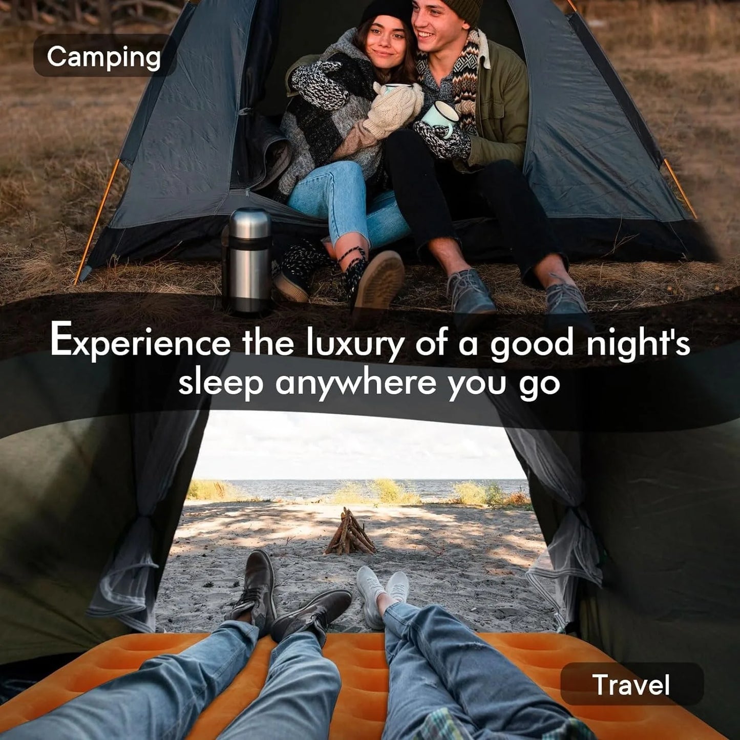 Camping Inflatable Mattress  Built-in USB Rechargeable Pump