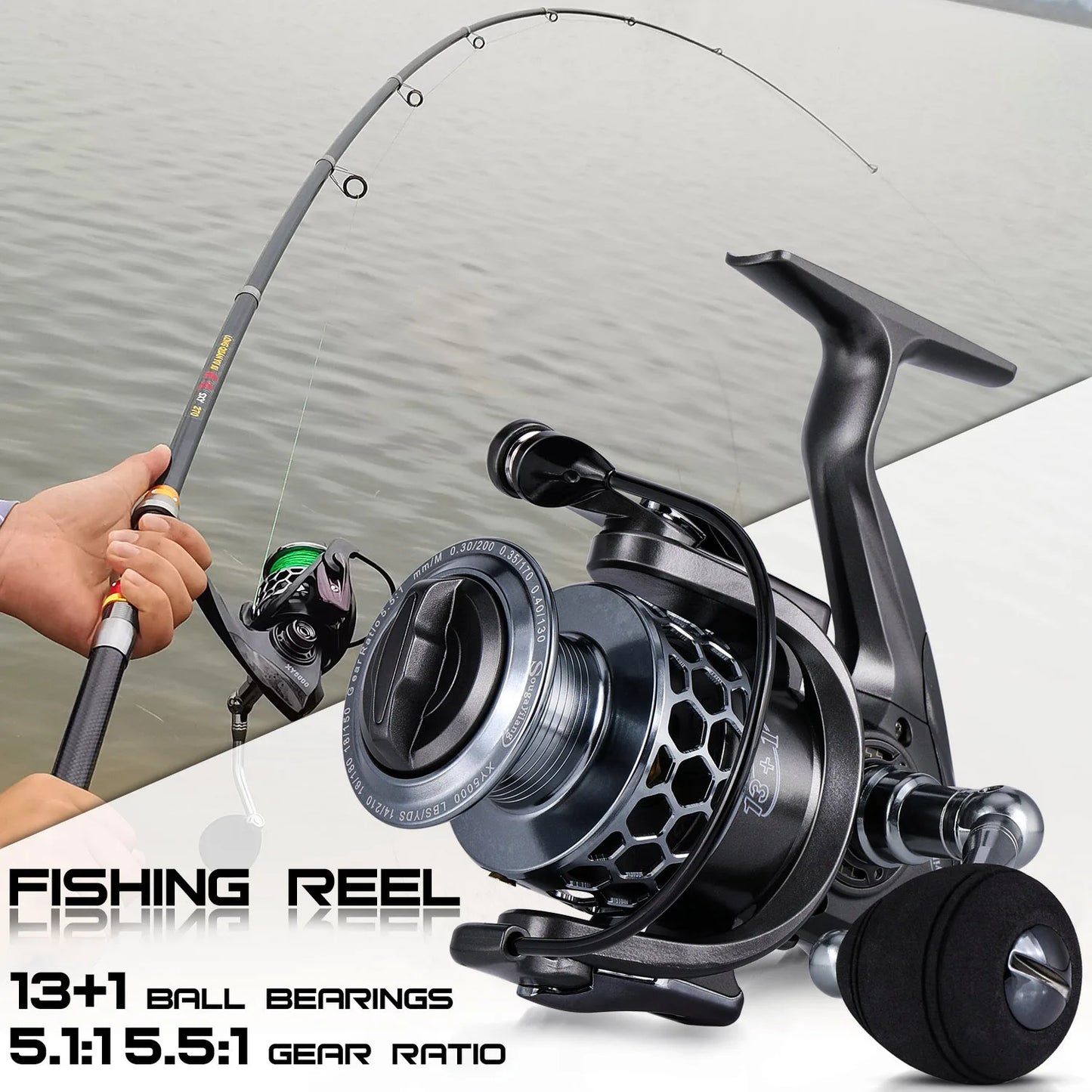 Sougayilang Fishing Reel Colorful Aluminum Spool Ultra Smooth Light Weight Spinning Reel 13+1 BB for Carp Bass Trout Fishing