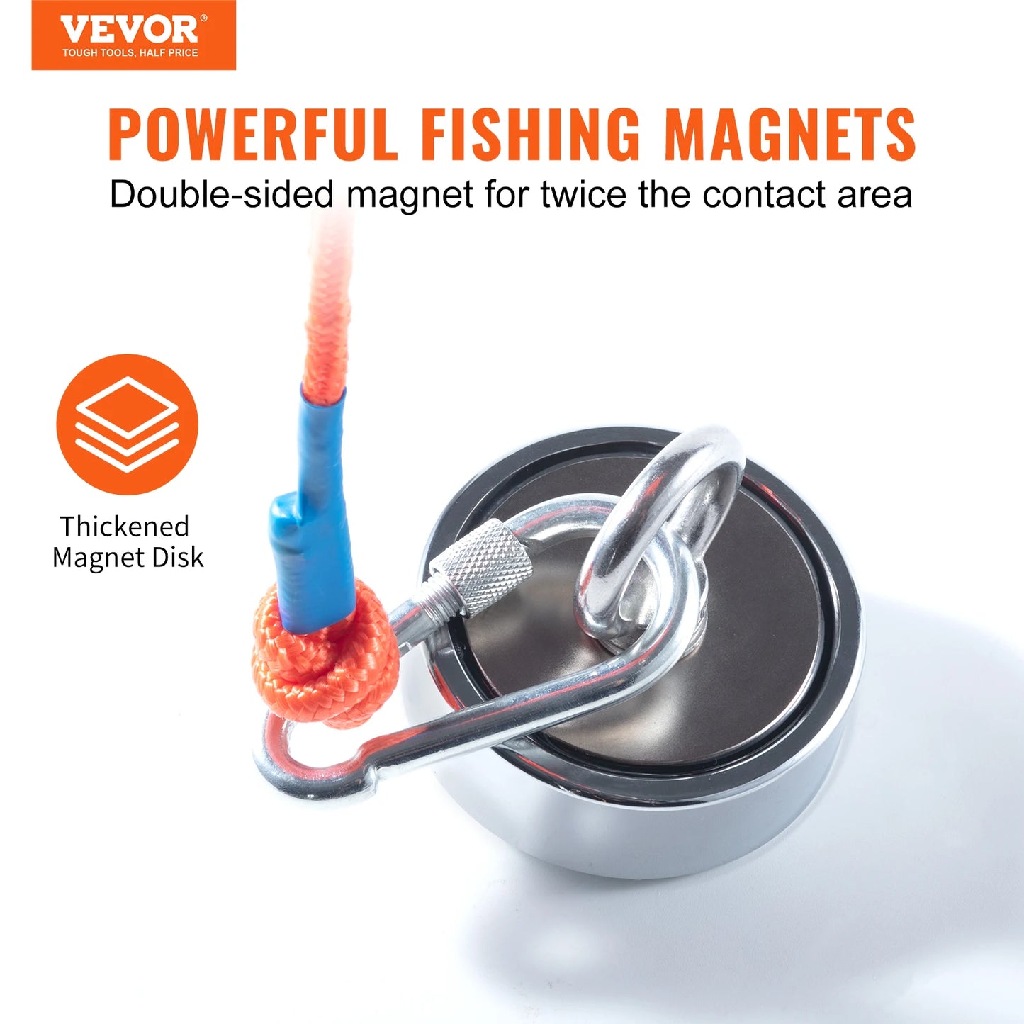 Magnet Fishing Kit 1200lbs, 2'95" Diameter, 65FT Rope