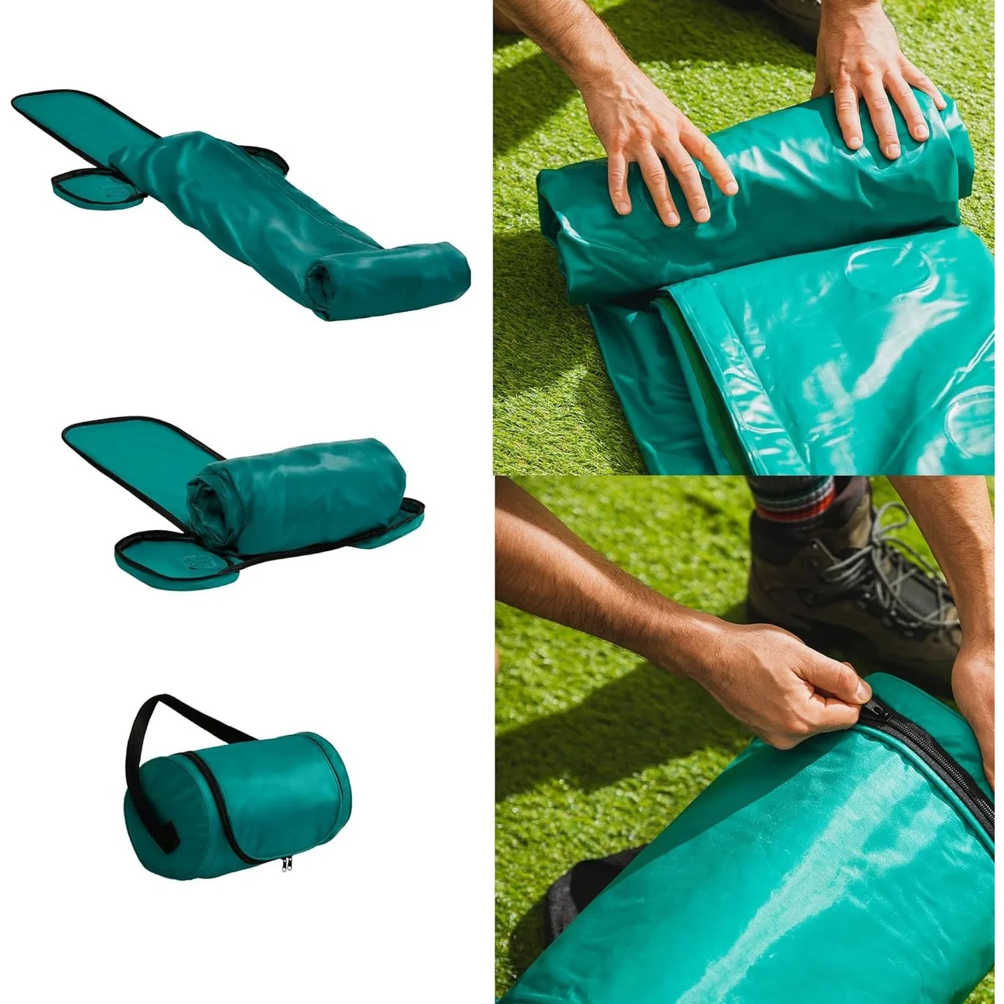 Queen Air Mattress w/Patented Roller Bag & Built-in Battery Pump, Waterproof